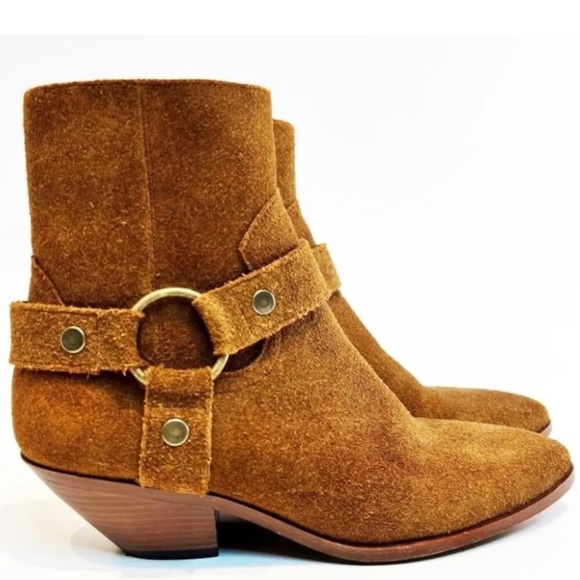 SAINT LAURENT West Tan Suede Harness Boot Women Size 7 - Picture 10 of 10
